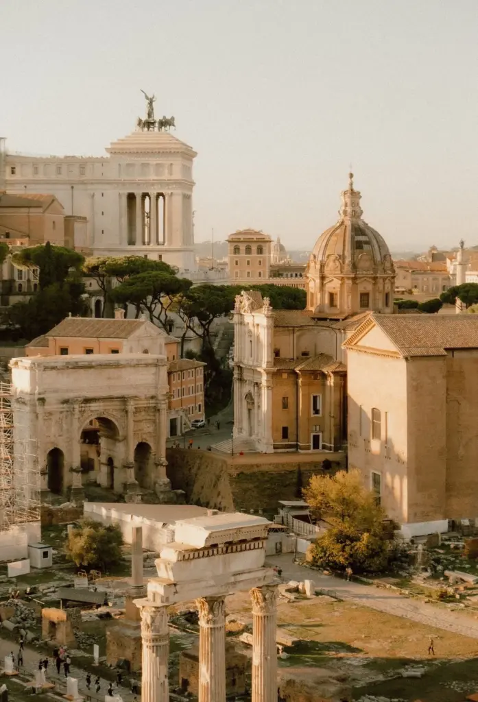 Historic domes and rooftops above the city