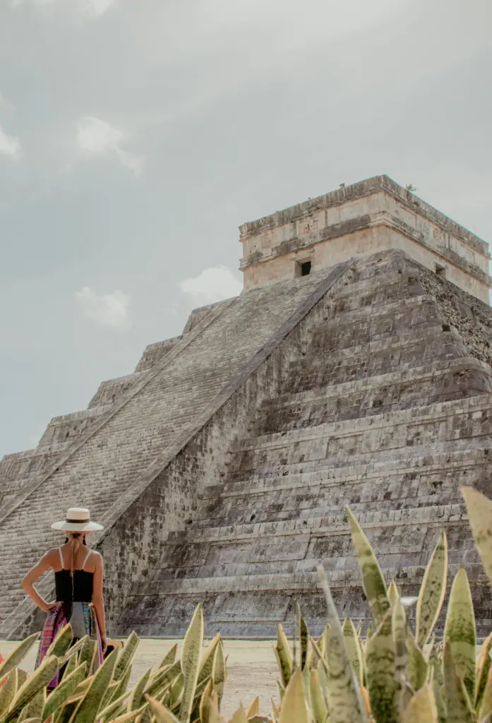 Stone stepped pyramid under a bright sky